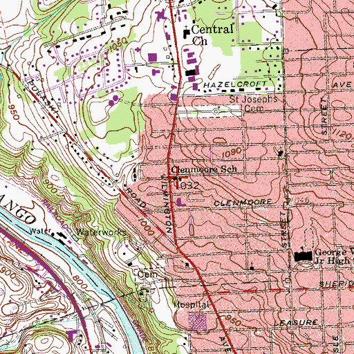 Topographic Map of Clenmoore School, PA