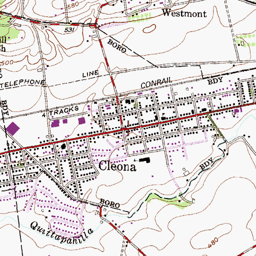 Topographic Map of Cleona, PA