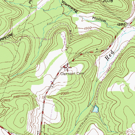Topographic Map of Clermont Cemetery, PA