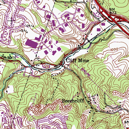 Topographic Map of Cliff Mine, PA