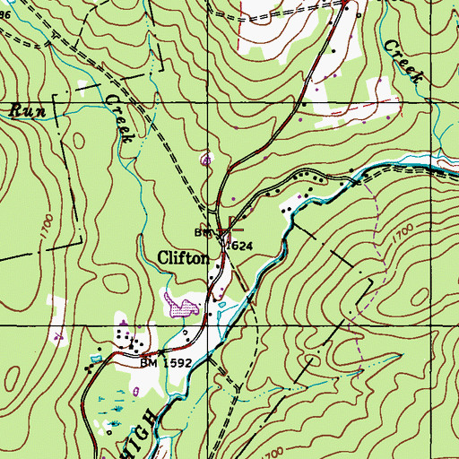 Topographic Map of Clifton, PA