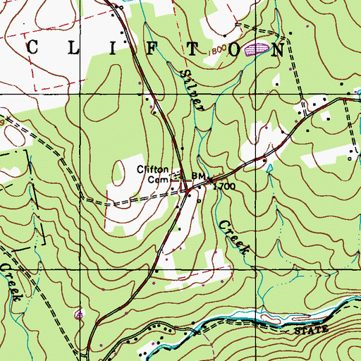 Topographic Map of Clifton Cemetery, PA