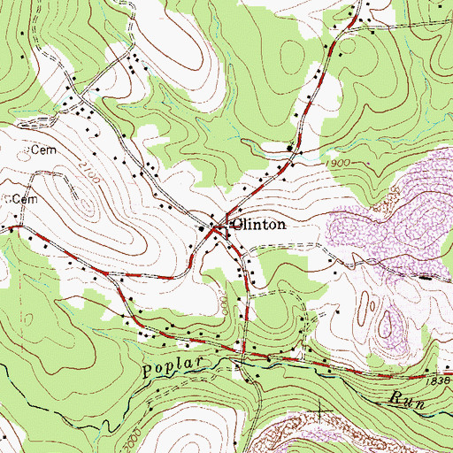 Topographic Map of Clinton, PA