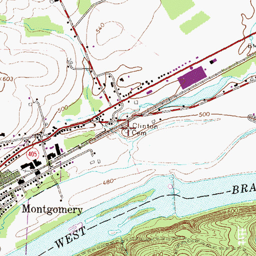 Topographic Map of Clinton Cemetery, PA