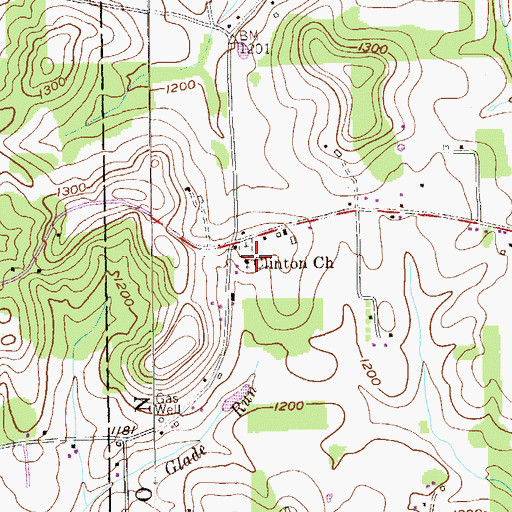 Topographic Map of Clinton Church, PA