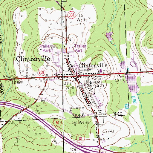 Topographic Map of Clintonville, PA