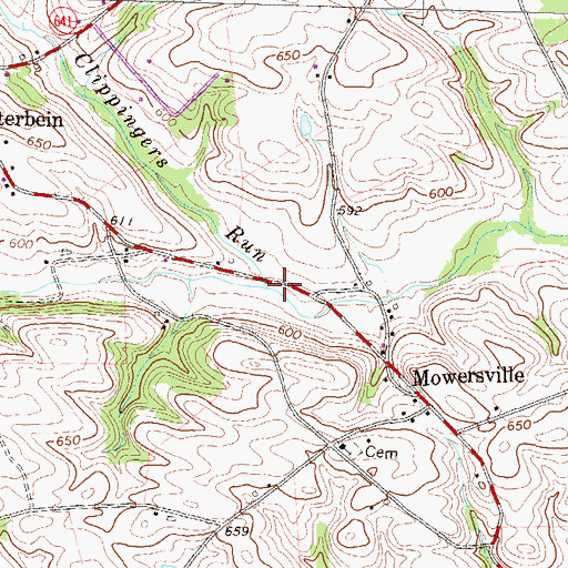Topographic Map of Clippingers Run, PA