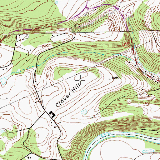 Topographic Map of Clover Hill, PA