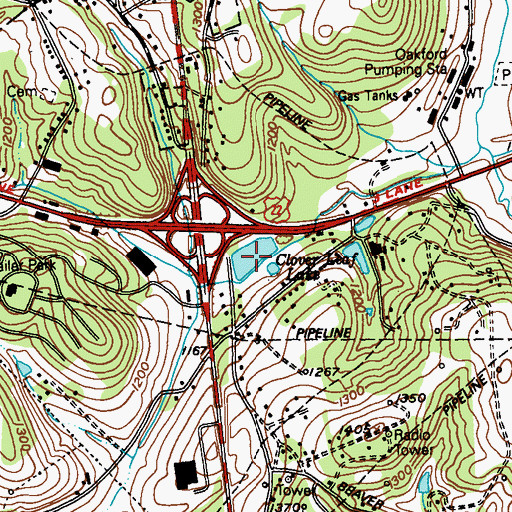Topographic Map of Clover Leaf Lake, PA