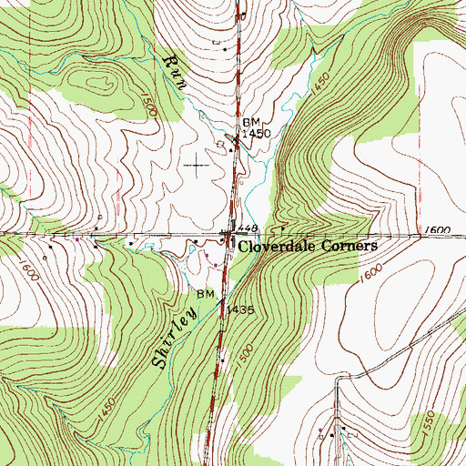 Topographic Map of Cloverdale Corners, PA