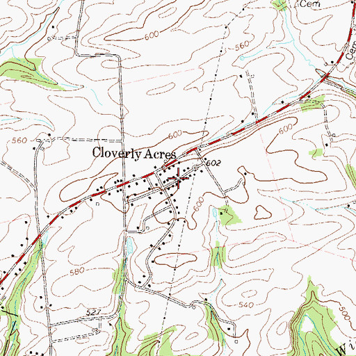 Topographic Map of Cloverly Acres, PA