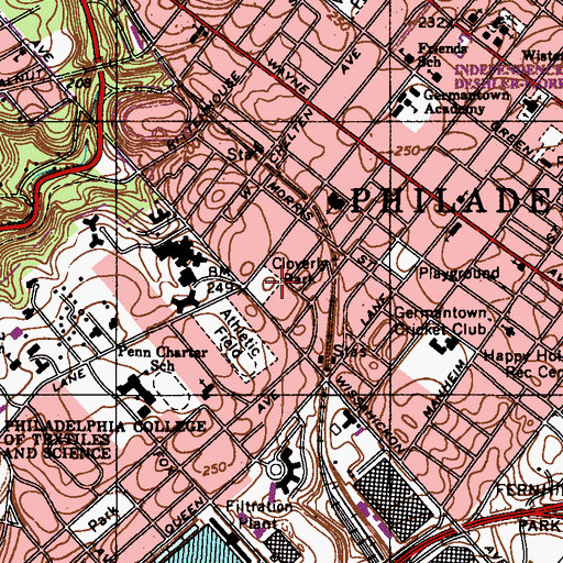 Topographic Map of Cloverly Park, PA