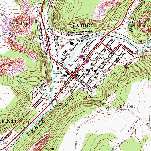 Topographic Map of Clymer, PA