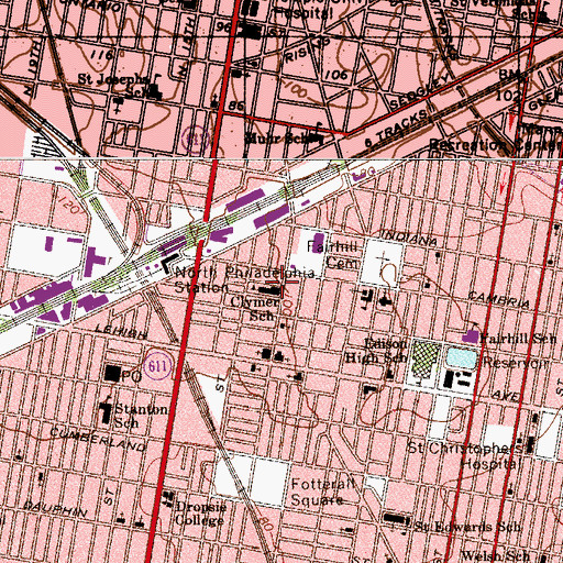 Topographic Map of Clymer School, PA