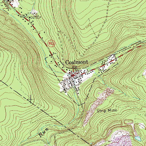 Topographic Map of Coal Bank Run, PA