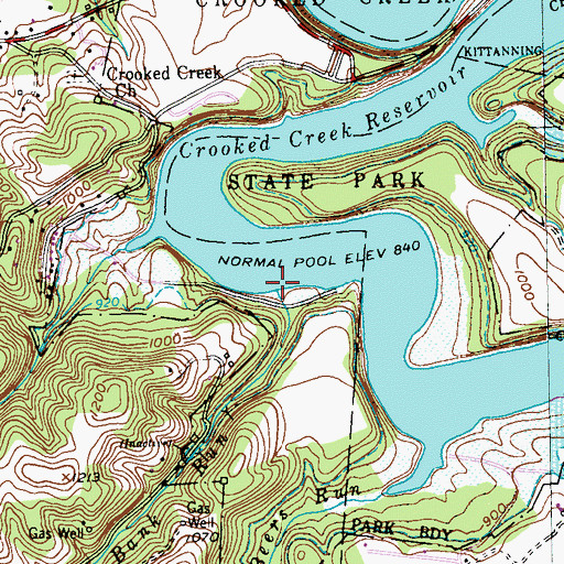 Topographic Map of Coal Bank Run, PA