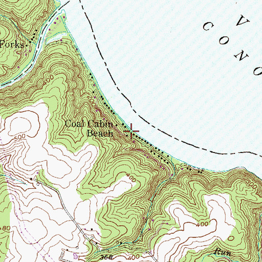 Topographic Map of Coal Cabin Beach, PA