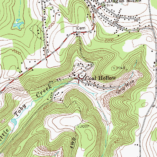 Topographic Map of Coal Hollow, PA