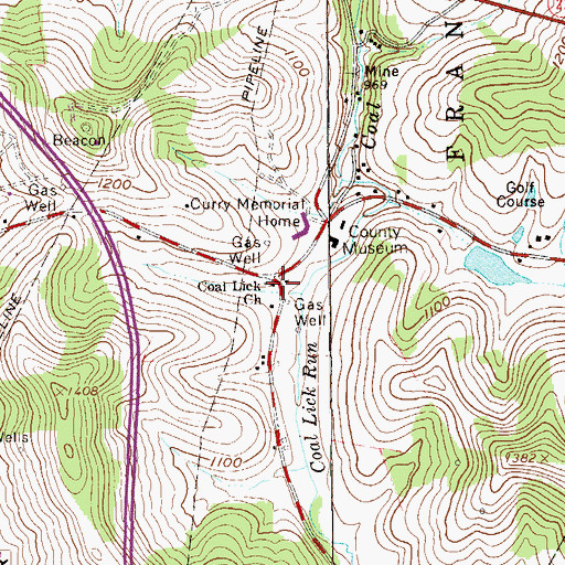 Topographic Map of Coal Lick Church, PA
