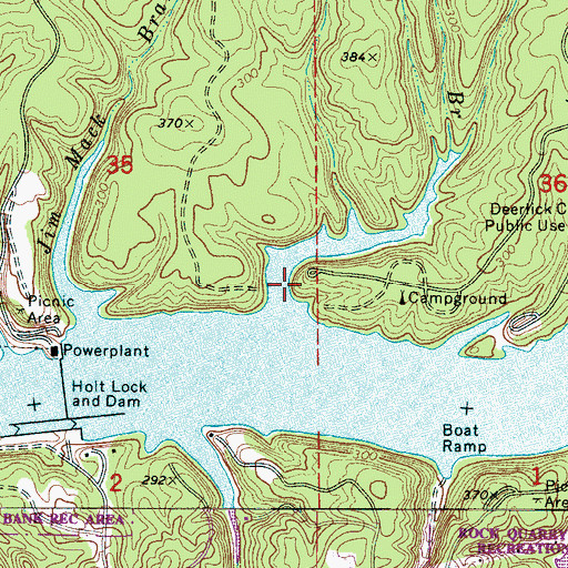 Topographic Map of Deerlick Branch, AL
