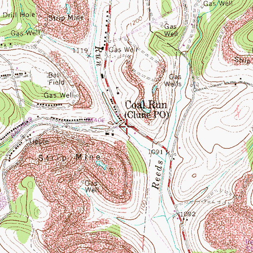 Topographic Map of Coal Run, PA