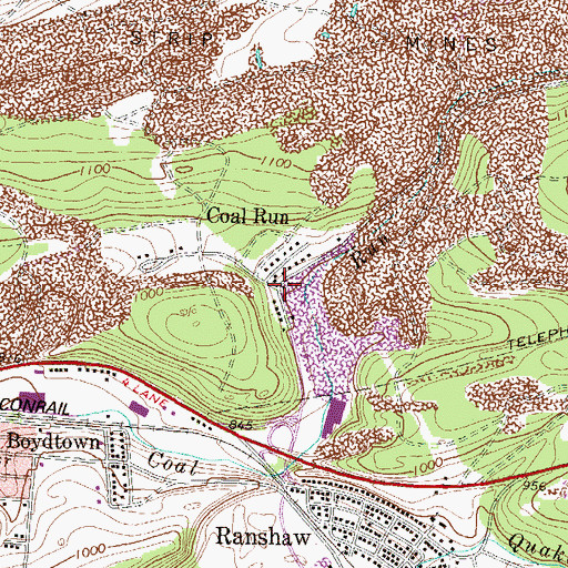 Topographic Map of Coal Run, PA