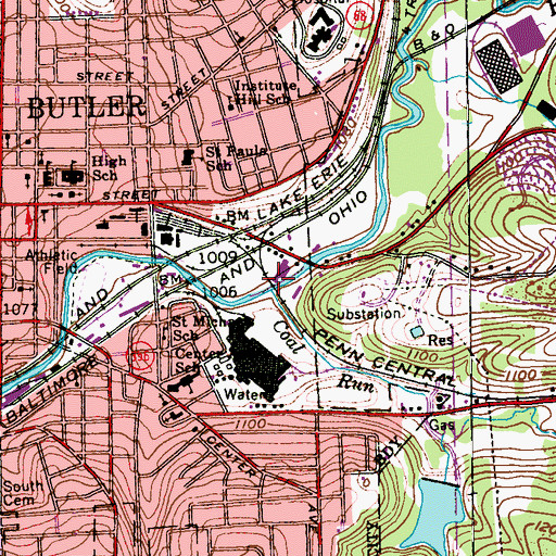 Topographic Map of Coal Run, PA