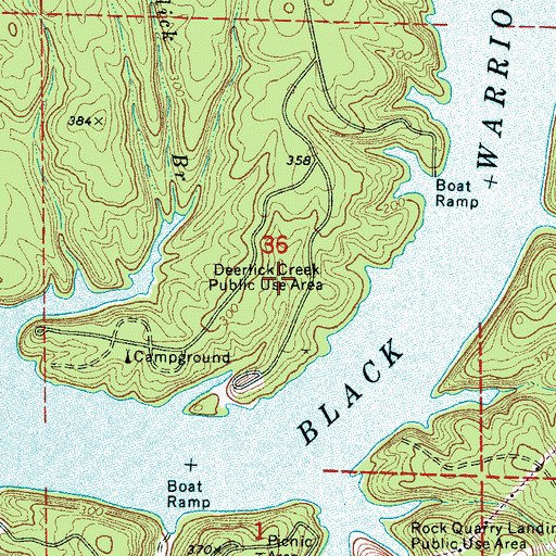 Topographic Map of Deerlick Creek Public Use Area, AL