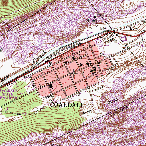Topographic Map of Coaldale, PA