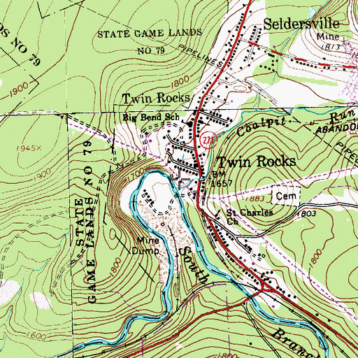 Topographic Map of Coalpit Run, PA