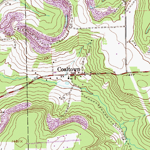 Topographic Map of Coaltown, PA