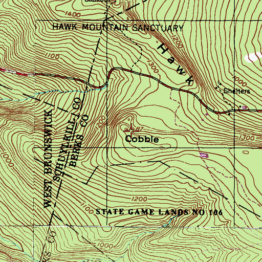 Topographic Map of Cobble, PA
