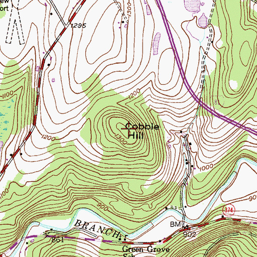 Topographic Map of Cobble Hill, PA