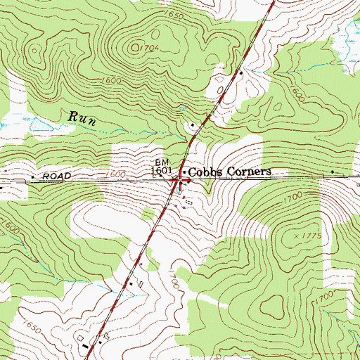 Topographic Map of Cobbs Corners, PA