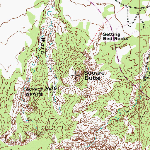 Topographic Map of Square Butte, AZ