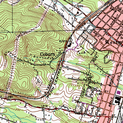 Topographic Map of Coburn, PA