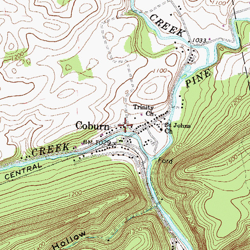 Topographic Map of Coburn, PA
