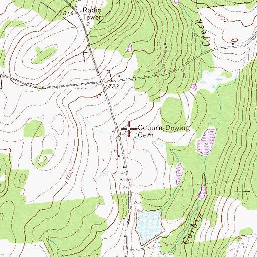 Topographic Map of Coburn Dewing Cemetery, PA