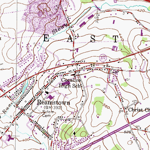Topographic Map of Cocalico High School, PA