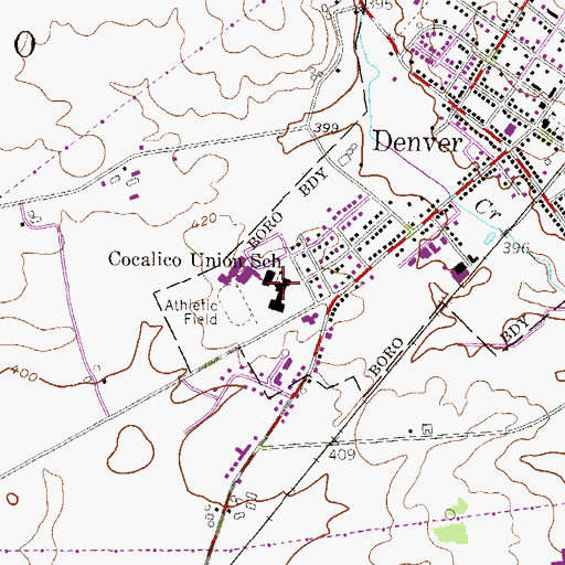 Topographic Map of Cocalico Union School, PA