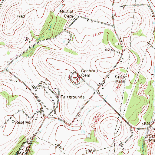 Topographic Map of Cochran Cemetery, PA