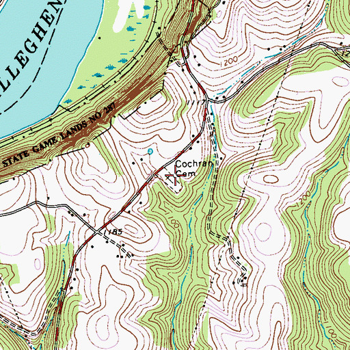 Topographic Map of Cochran Cemetery, PA