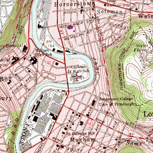 Topographic Map of Cochran Junior High School, PA