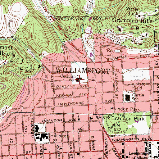 Topographic Map of Cochran School, PA