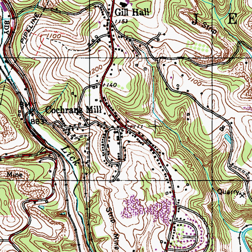 Topographic Map of Cochrans Mill, PA