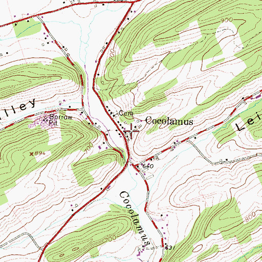 Topographic Map of Cocolamus, PA