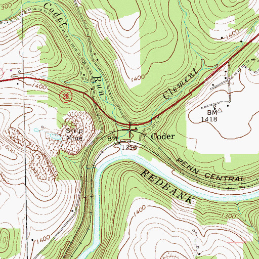 Topographic Map of Coder Run, PA
