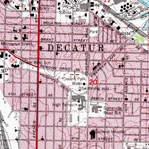 Topographic Map of Delano Park, AL