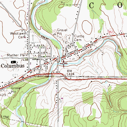 Topographic Map of Coffee Creek, PA
