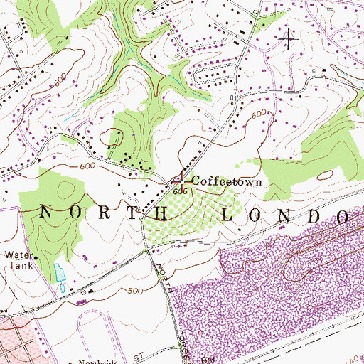 Topographic Map of Coffeetown, PA